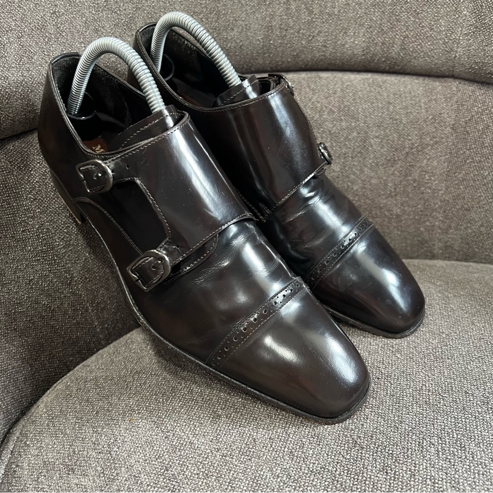 Mezlan monk‎ straps leather loafers size 7